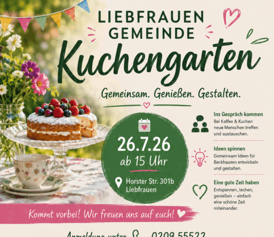 Kuchengarten 26.7.26, ab 15:00 Uhr – Liebfrauen, Horster Str. 301b – BITTE ANMELDEN unter 0209 555 22